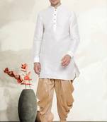 Men's art silk curved dhoti kurta set