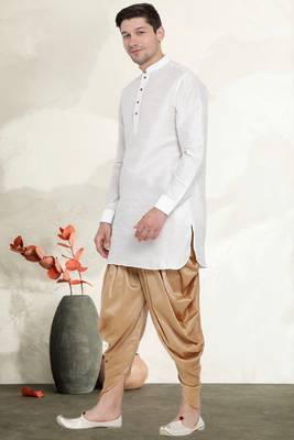 Men's art silk curved dhoti kurta set 2