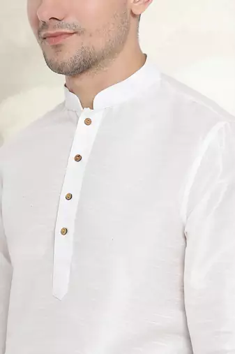 Men's art silk curved dhoti kurta set