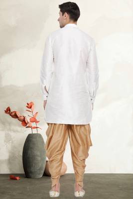 Men's art silk curved dhoti kurta set 4