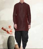 Men's art silk curved dhoti kurta set