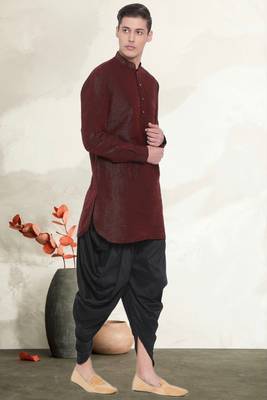 Men's art silk curved dhoti kurta set 2