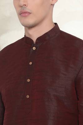 Men's art silk curved dhoti kurta set 4