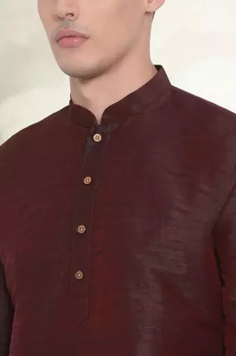 Men's art silk curved dhoti kurta set