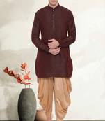 Men's art silk curved dhoti kurta set