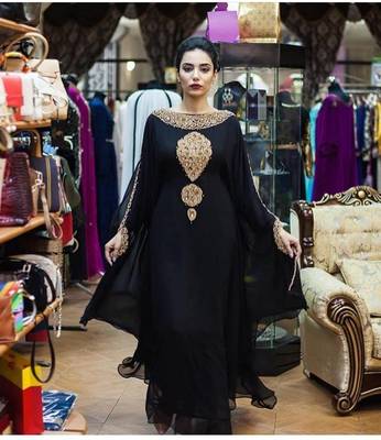 BLACK GEORGETTE FARASHA WITH ZARI AND STONE WORK FARASHA 1
