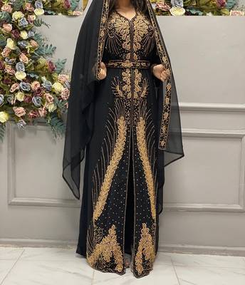 black embroidered georgette Kaftan 2
