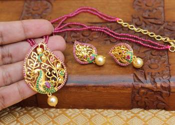 Gold platted peacock beads necklace set 2