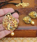 Gold platted peacock beads necklace set