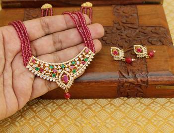 Gold platted beads necklace set 2