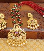 Gold platted peacock beads necklace set