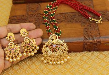 Gold platted peacock beads necklace set 2