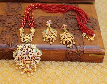 Gold platted peacock beads necklace set 2