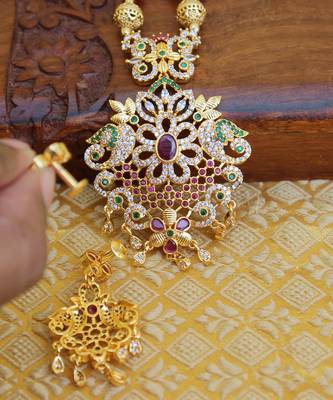 Gold platted peacock beads necklace set 3