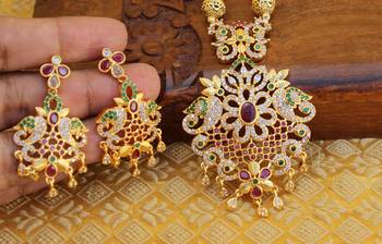 Gold platted peacock beads necklace set 4