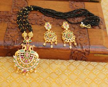 Gold platted peacock beads necklace set 1