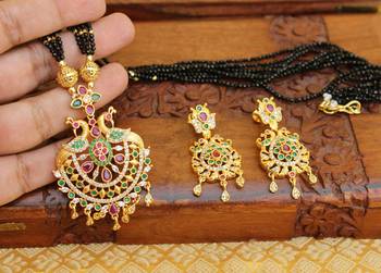 Gold platted peacock beads necklace set 2