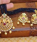 Gold platted peacock beads necklace set