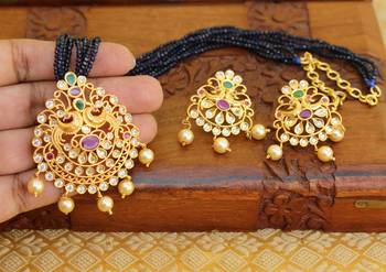 Gold platted peacock beads necklace set 2
