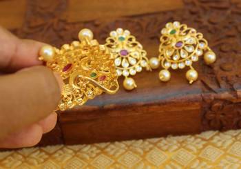 Gold platted peacock beads necklace set 3