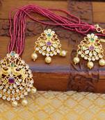 Gold platted peacock beads necklace set