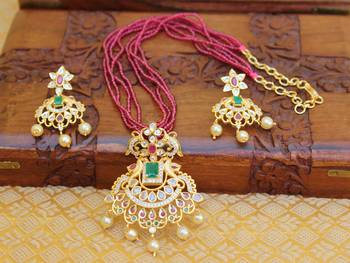 Gold platted peacock beads necklace set 1