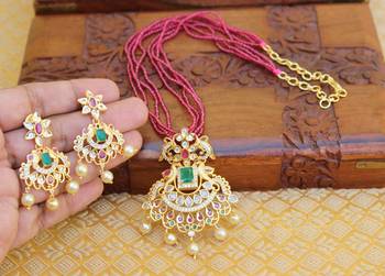 Gold platted peacock beads necklace set 2