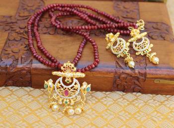 Gold platted elephant beads necklace set 1
