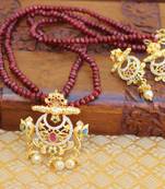 Gold platted elephant beads necklace set
