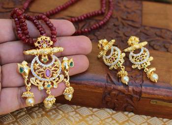 Gold platted elephant beads necklace set 2