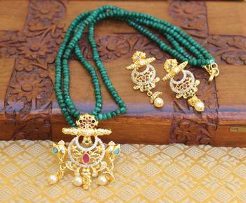 Gold platted elephant beads necklace set 1