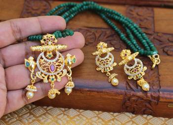 Gold platted elephant beads necklace set 2