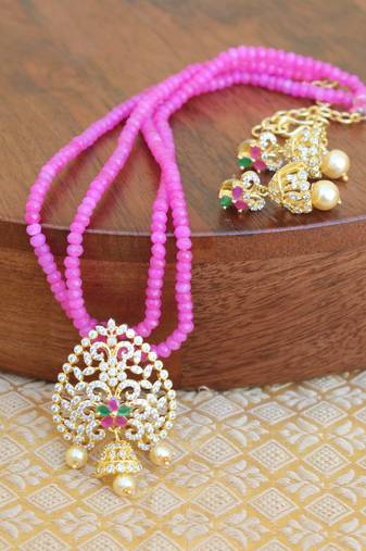 Gold platted beads necklace set