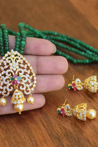 Gold platted beads necklace set