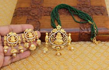 Gold platted lakshmi beads necklace set 1