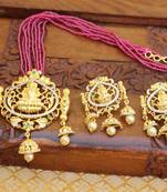 Gold platted lakshmi beads necklace set