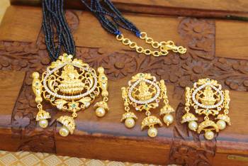 Gold platted lakshmi beads necklace set 1