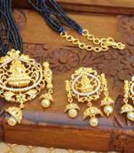 Gold platted lakshmi beads necklace set