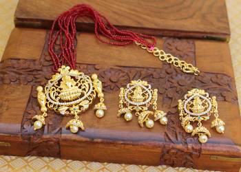 Gold platted lakshmi beads necklace set 1
