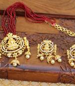 Gold platted lakshmi beads necklace set