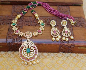 Gold platted beads necklace set 1