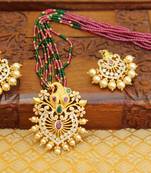 Gold platted peacock beads necklace set