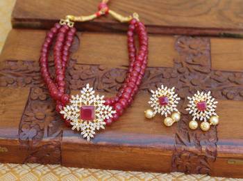 Gold platted cz beads chocker set 1
