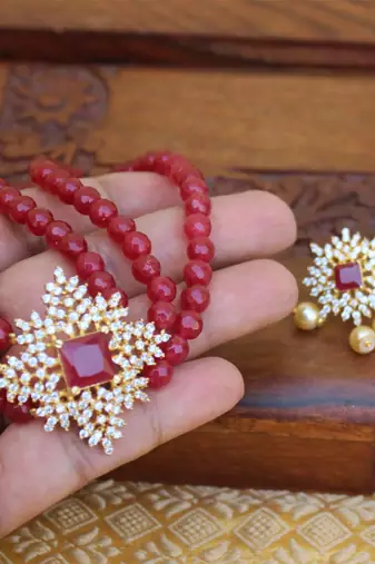 Gold platted cz beads chocker set