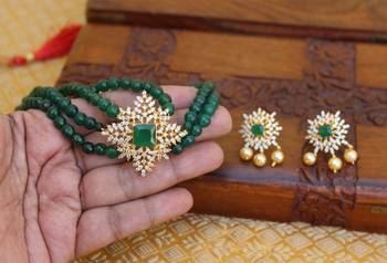 Gold platted cz beads chocker set 2