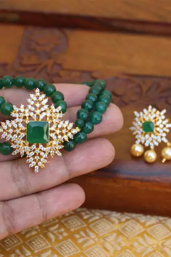 Gold platted cz beads chocker set