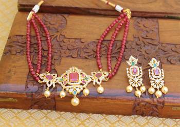 Gold platted cz beads chocker set 1