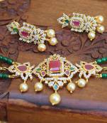 Gold platted cz beads chocker set