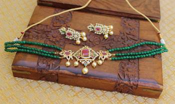 Gold platted cz beads chocker set 2