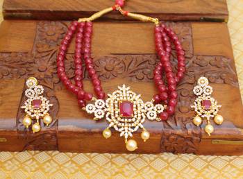 Gold platted cz beads chocker set 1